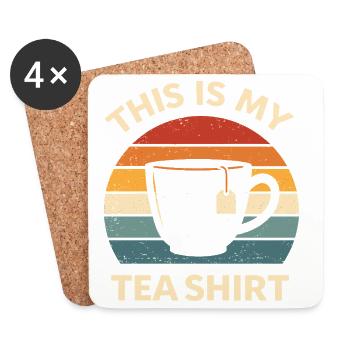 Funny Tea Shirt Teashirt Pun Tea Lover Gift - Coasters (set of 4) - white - Front