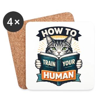 Katzentraining für Menschen how to train your huma - Untersetzer (4er-Set) - Weiß - Vorne