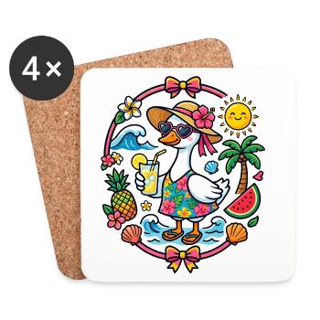 Goose on the Beach - Tropical Summer Vibes - Coasters (set of 4) - white - Front