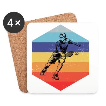 Idée de cadeau communautaire Pickleball pour la fête des pères - Dessous de verre (lot de 4) - blanc - Devant