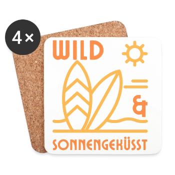 Sonnengeküsst Shirt – Sommer Strand Surf Urlaub  - Untersetzer (4er-Set) - Weiß - Vorne