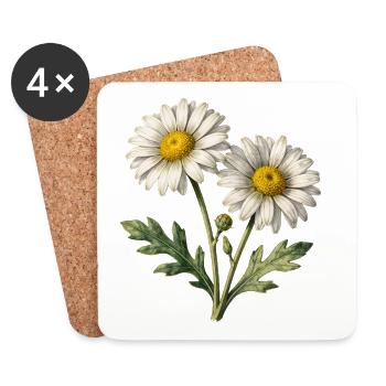 Helle Aquarell-Gänseblümchen - Untersetzer (4er-Set) - Weiß - Vorne