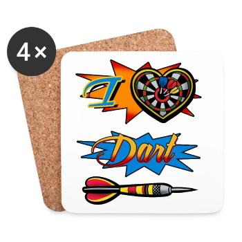 I Love Dart Dartboard Heart Motif - Coasters (set of 4) - white - Front