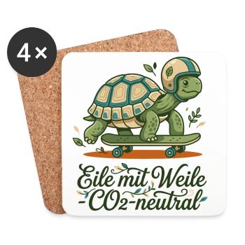 Schildkröte Skateboard Nachhaltig Spruch Design - Untersetzer (4er-Set) - Weiß - Vorne