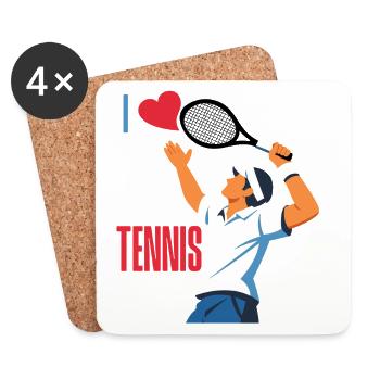 I Love Tennis Illustration - Coasters (set of 4) - white - Front