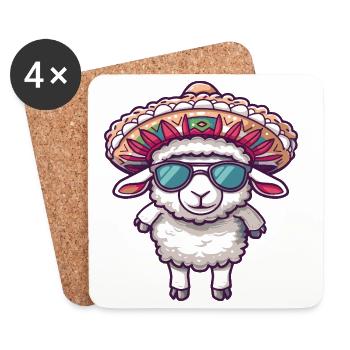 Sombrero comique drôle d’éléphant - Dessous de verre (lot de 4) - blanc - Devant