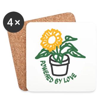 Boho Powered by Love Topf-Sonnenblume - Untersetzer (4er-Set) - Weiß - Vorne