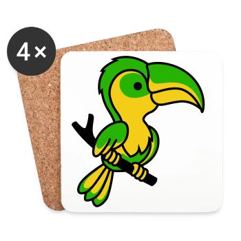 Neon Toucan in Green and Yellow - Coasters (set of 4) - white - Front