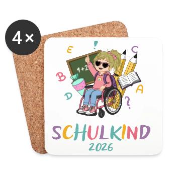 Schulkind Power 2026 - Untersetzer (4er-Set) - Weiß - Vorne
