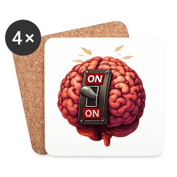 Brain on - always - Coasters (set of 4) - white - Front