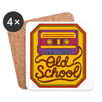 Old School Cassette Retro Patch - Coasters (set of 4) - white - Front