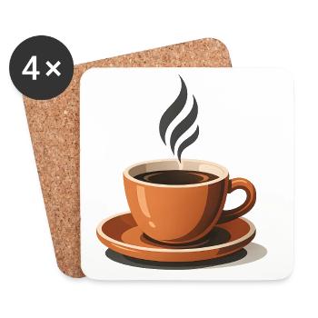 Tasse de Café Chaud Aromatique - Dessous de verre (lot de 4) - blanc - Devant