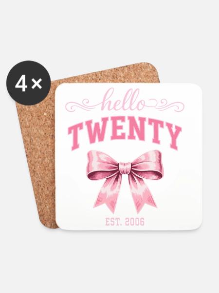 Hello Twenty 20 Years Is 2006 Birthday Knot - Coasters (set of 4) - white