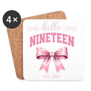 Hello Nineteen 19 Year Old Is 2007 Birthday Knot - Coasters (set of 4) - white - Front