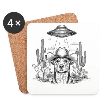 Cowboy Dog Sci Fi Desert Shirt - Coasters (set of 4) - white - Front