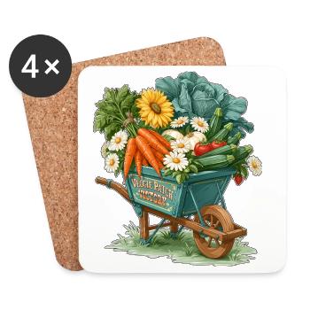 Veggie Patch Victory Garden Wheelbarrow - Coasters (set of 4) - white - Front