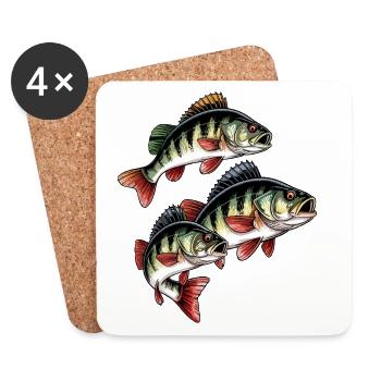 Pêche à la perche - Dessous de verre (lot de 4) - blanc - Devant