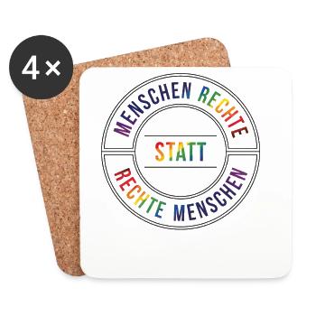 Menschenrechte Statt Rechte Menschen Spruch - Untersetzer (4er-Set) - Weiß - Vorne