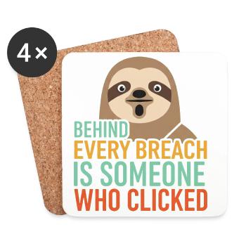 Behind Every Breach Sloth IT Security - Coasters (set of 4) - white - Front