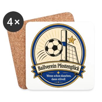 Ballverein Pfostenglück - Untersetzer (4er-Set) - Weiß - Vorne