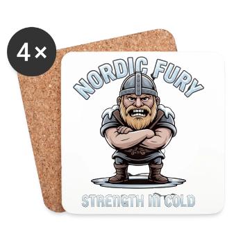 Nordic Fury: Stärke in Kälte | lustige Bilder - Untersetzer (4er-Set) - Weiß - Vorne