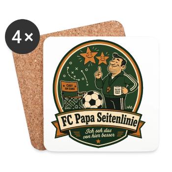 FC Papa Seitenlinie - Untersetzer (4er-Set) - Weiß - Vorne
