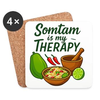 Somtam is my theraphy - Thailand Love - Coasters (set of 4) - white - Front