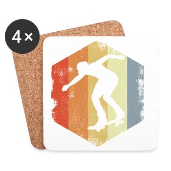 Skateboarder Oldschool - Coasters (set of 4) - white - Front
