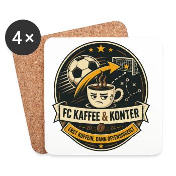 FC Kaffee & Konter - Untersetzer (4er-Set) - Weiß - Vorne