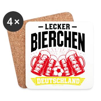 Lecker Bierchen Deutschland Fußball Edition - Untersetzer (4er-Set) - Weiß - Vorne