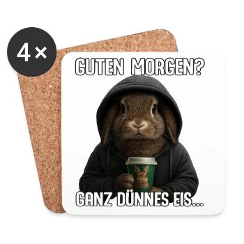 Guten Morgen Ganz Dünnes Eis Kaninchen Humor - Untersetzer (4er-Set) - Weiß - Vorne
