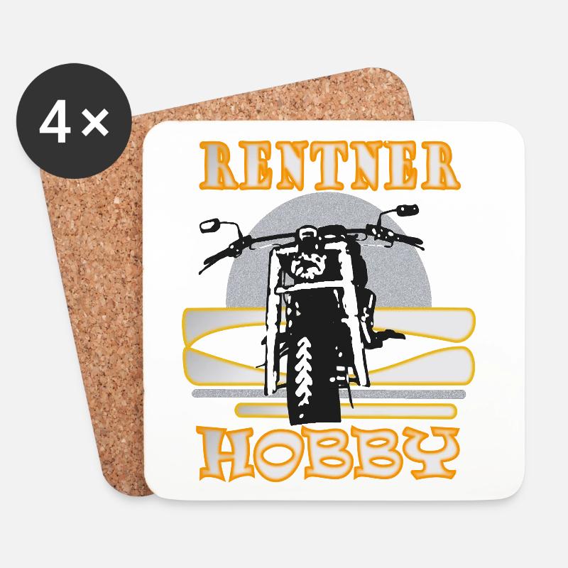 Rentner Hobby Motorrad - Untersetzer (4er-Set) - Weiß