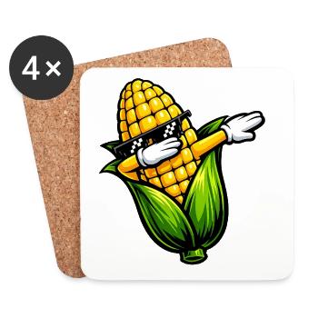 Dabbing corn on the cob - Coasters (set of 4) - white - Front