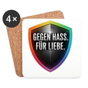 Gegen Hass Für Liebe Statement Shirt Sticker - Untersetzer (4er-Set) - Weiß - Vorne