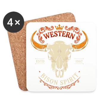Crâne d’esprit du bison occidental - Dessous de verre (lot de 4) - blanc - Devant