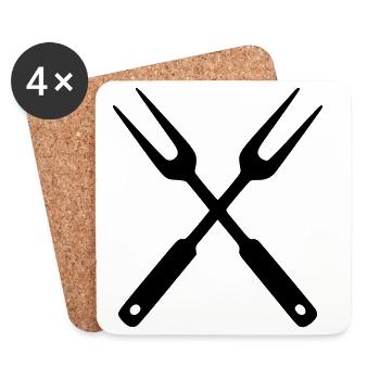 Grillbesteck BBQ Grillmeister Foodtruck Crew - Untersetzer (4er-Set) - Weiß - Vorne