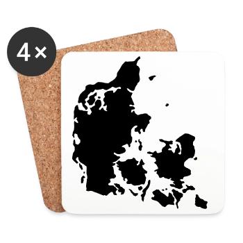 Carte du Danemark - Dessous de verre (lot de 4) - blanc - Devant