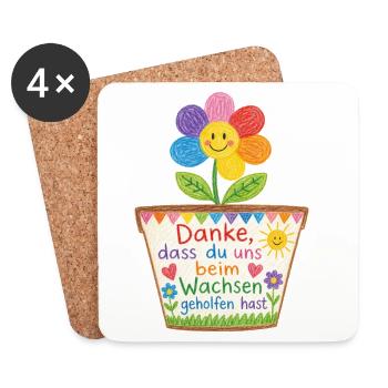Danke das du uns beim Wachsen geholfen hast!  - Untersetzer (4er-Set) - Weiß - Vorne