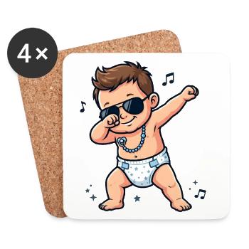 Bébé mignon – garçon brun - Dessous de verre (lot de 4) - blanc - Devant