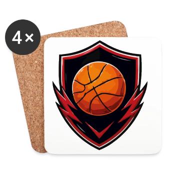 Basketball Shield Logo Design - Coasters (set of 4) - white - Front