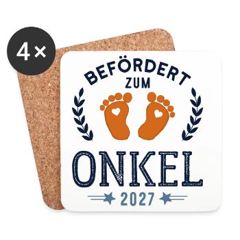 Befördert zum Onkel 2027 Cooler Onkel - Untersetzer (4er-Set) - Weiß - Vorne