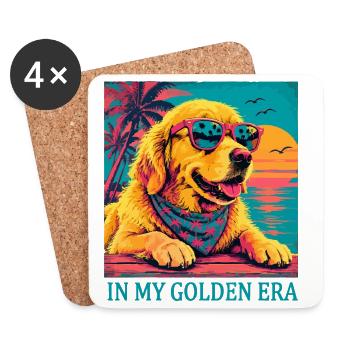 Golden Retriever-Ära Vintage | Retro Sunset Dog - Untersetzer (4er-Set) - Weiß - Vorne