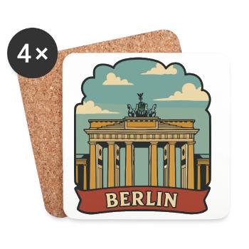 Berlin Brandenburg Gate Vintage Travel Sticker - Coasters (set of 4) - white - Front