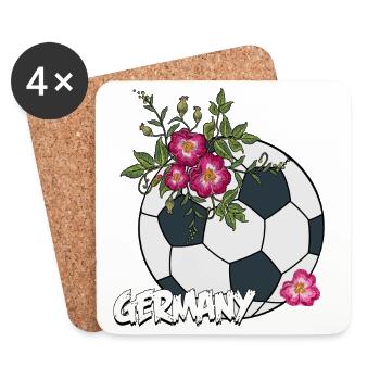 Football avec des roses - Dessous de verre (lot de 4) - blanc - Devant