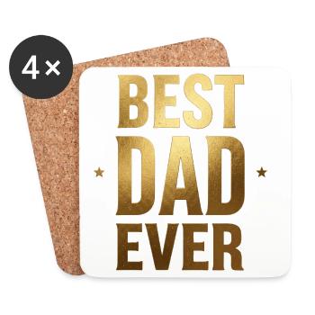 Best Dad Ever Gold Foil - Coasters (set of 4) - white - Front