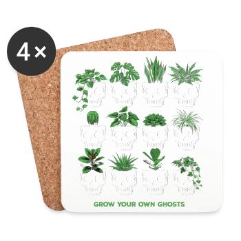 Skull Skull Botany Flowerpot Plants - Coasters (set of 4) - white - Front