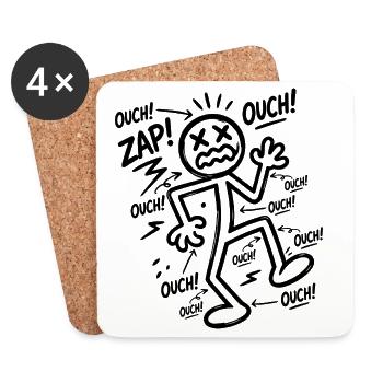 Electric Shock Humor | Funny Electrician Gift - Coasters (set of 4) - white - Front