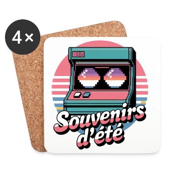 Souvenirs d’Été Pixel Art Rétro Arcade Vintage  - Dessous de verre (lot de 4) - blanc - Devant