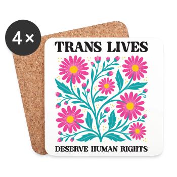 Mois de la fierté : les vies LGBT-trans méritent les droits humains - Dessous de verre (lot de 4) - blanc - Devant