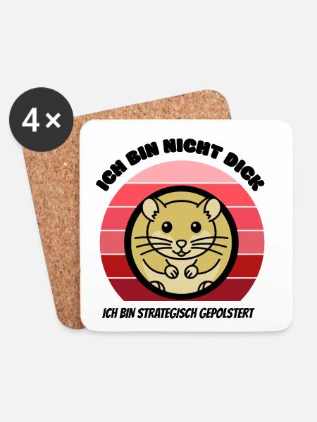 Strategisch Gepolstert Hamster Lustiges Tier Shirt - Untersetzer (4er-Set) - Weiß